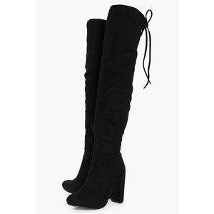 Boo Hoo Block Heel Over The Knee Boot